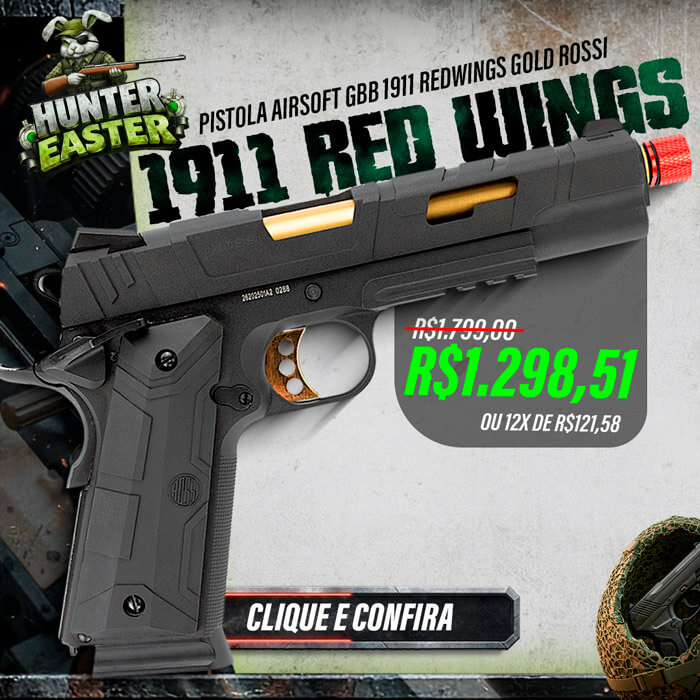 Pistola Airsoft GBB 1911 Redwings Gold Rossi